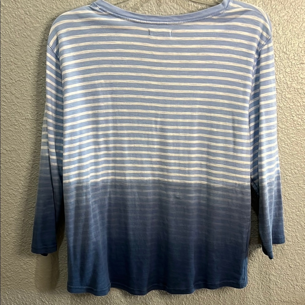 Chaps Women's Blue Striped Henley Top ombré size XXL - Picture 5 of 6